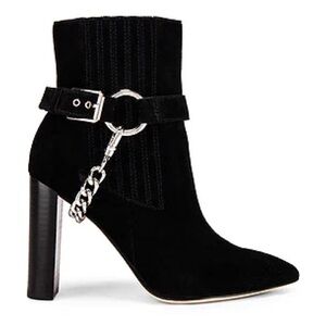Paige London Black Suede Pointed Toe Heel Boots‎ Chain Detail 9.5